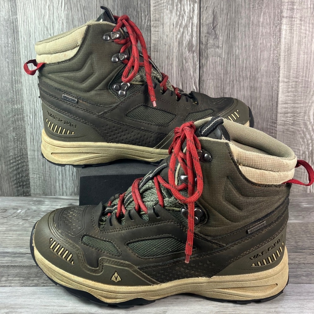 Vasque 7250 Waterproof Hiking Boots Olive Green Red Laces Childrens Size 6 EU 38
